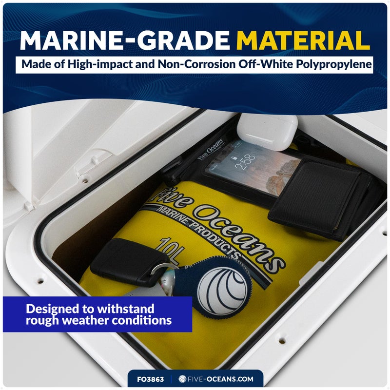 Five Oceans Boat Hatch, Marine Access Hatch, Boat Hatch Lids, Recessed Handle Locking System for Boat Yacht, 20-3/8" x 18-1/16", White Premium Series - FO3863 - Image 3